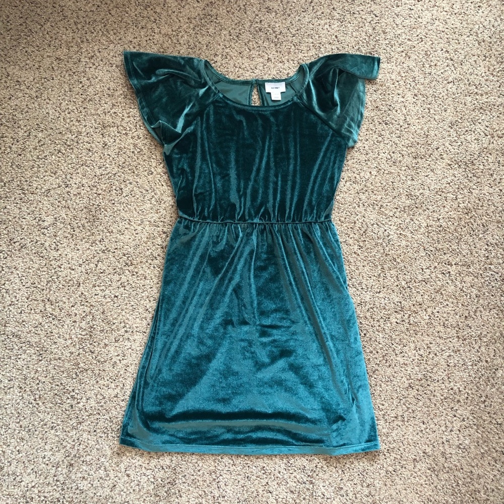 Old Navy velvet green dress. Girls size large